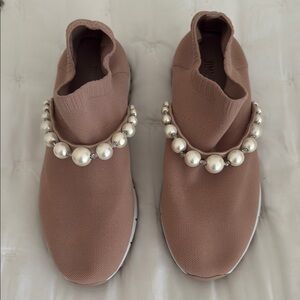 Jimmy Choo Pink Pearl Embellished Sneakers